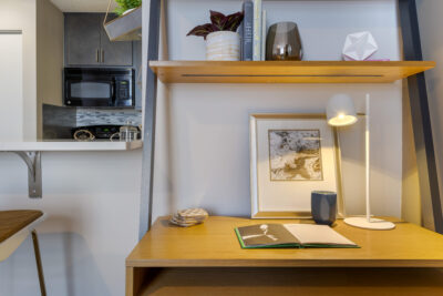 Desk area in apartment at the Cosmopolitan