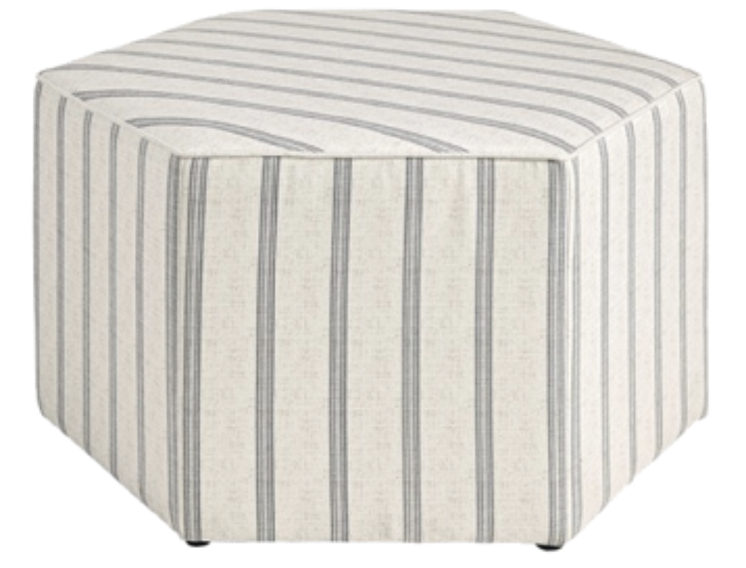 Image of Ellen natural stripe ottoman from commercial interior design stocking catalog